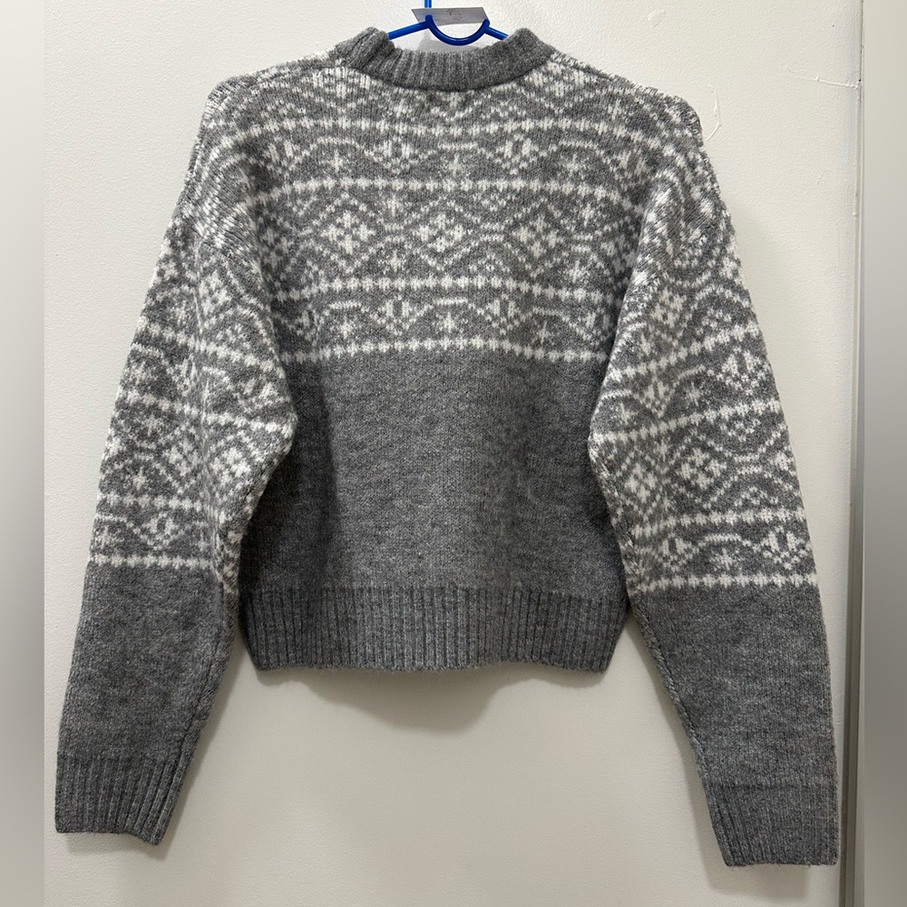 NWT Cotton On Everything Crew Neck Pullover Sweater XS Grey White Cabincore Ski - Picture 3 of 6